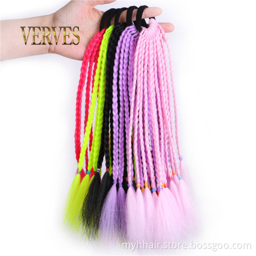 Synthetic Hair ombre Crochet Braid 12 inch Colorful Hair-Ring Braid Ponytail for Women Braided Drawstring Ponytail